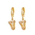 Détail de boucles d'oreilles volant de badminton dorées avec cristaux de zircon - Cuivre Or KC (X586)
