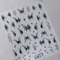 Adesivi per unghie con farfalle a inchiostro calligrafia zen e motivi a stella - Farfalla a inchiostro nero (TS-3545)