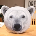 Realistic polar bear head plush pillow with soft grey and white faux fur printed pattern - Polar Bear / 40CM