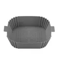 Square grey silicone air fryer liner tray with dual handles and oil-draining ridges - 100g Square 3-5l Gray