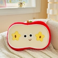 Cuscino di peluche a mela rossa con viso carino su coperta in maglia bianca - 55*35cm (0,6kg) / Rosso