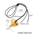 Detailed size specifications for irregular gold heart pendant on long leather cord - Gold Lava Large Heart (P1517)-132cm