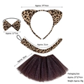 Leopard print costume set with cat ear headband bow tie tail and brown tutu skirt - Leopard 3-Piece Set + Leopard Tutu Skirt