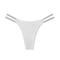 String sexy en satin blanc pour femmes avec doubles brides latérales en strass - S / Blanc