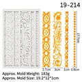 European relief silicone lace mold for fondant with floral and bead patterns - Model 1#19-214 / Gray