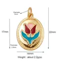 Colgante de tulipán ovalado bañado en oro con esmalte colorido para joyería DIY - Tulipán multicolor ovalado dorado