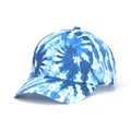 Blue and white tie-dye baseball cap with a classic six-panel design and spiral pattern - Blue and White Swirl Tie-Dye Style (17#)