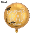 18-inch golden foil balloon with Congrats GRAD message and adventure begins quote - 18 Inch Graduation Round Balloon Gold