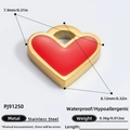 Red enamel heart pendant in 18k gold plated stainless steel, 7.9mm size, model PJ91250 - PJ91250-2pcs (Small Red Heart)