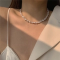 Detalle macro de collar de perlas barrocas francesas vintage estilo chic retro - Collar / Collar de Perlas-Blanco