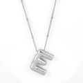 Polished silver bubble letter E pendant necklace crafted in high-quality titanium steel - Silver - E