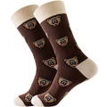 Brown mid-calf socks with roaring bear patterns featuring beige cuffs and heels - Size 39-45 / Bear