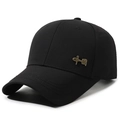 Black cotton canvas baseball cap with golden metallic Chinese character badge on side - Adjustable (56-60cm) / Black