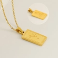 Golden stainless steel zodiac monkey pendant necklace with religious Buddha engraving - Monkey / Vairocana