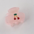 Pince à cheveux rose translucide avec motif cerise en cristal pour femmes - Rose Translucide