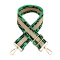 5cm leopard print bag strap with gold thread weaving and premium metal buckles - Green Webbing with Gold Buckle