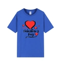 Royal blue cotton t-shirt with Happy Valentine's Day heart print for men and women - Royal Blue (Valentine's Day Print)