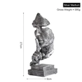 Silver Silence is Gold sculpture resin statue for office desk decor 27cm medium - Silence Is Gold - Medium (Silver)