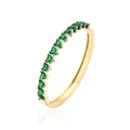Elegant 18K gold-plated open bangle with green heart-shaped cubic zirconia stones - Gold / Green Heart