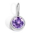 8mm silver bezel-set birthstone pendant with round purple amethyst gemstone - Silver - February Violet
