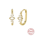 S925 sterling silver gold-plated hoop earrings with marquise-cut marquise stones - Gold Marquise Cluster Huggie Earrings-Style 3