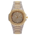 Montre à quartz luxe bicolore or et argent avec strass brillants et guichet de date - Bicolore (Or & Argent)