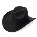 Classic black wool felt wide-brim cowboy hat with curved edges and structured crown - M (56-58cm) / Black