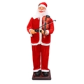 Père Noël électrique musical de 1,8m avec violon en costume de velours rouge de Noël - Père Noël Violon 1,8m