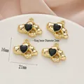 Cloud shaped gold alloy pendants with black heart stones for DIY jewelry making - 762# Gold - Black Zirconia