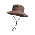 Dettaglio cappello da sole marrone ad asciugatura rapida con tesa larga e cordino nero - 56-60cm / Marrone