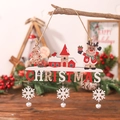 Letrero navideño de madera para puerta con reno, copos de nieve y campanas de metal - R-C91 Colgante de Madera de Reno de Navidad