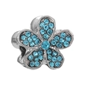 Silver daisy charm bead with sky blue crystals for DIY jewelry bracelet making - Sky Blue Rhinestone Five-Petal Floral Shape Style (35) / Normal Specification / Silver