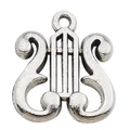 Antique silver lyre musical instrument pendant for DIY jewelry and necklaces - 1Pc Organ 16x18mm