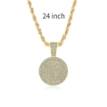 Collier hip hop doré de 24 pouces avec pendentif rond pavé et chaîne torsadée - Doré 39mm + Chaîne Corde 24in*3mm / Or