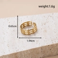 Minimalist gold hollow grid adjustable ring in stainless steel with open design - MN466-Gold