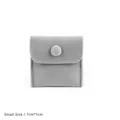 Grey velvet jewelry pouch 7x7cm small size with snap button for ring storage - 小号款(7cm*7cm) / Light Gray