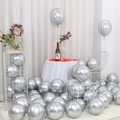 Thick silver metallic latex balloons with mirror finish for elegant birthday party decor - 5 Inch Metallic Silver 100Pcs