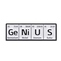 Cartoon Genius chemical element enamel pin in black and white finish for backpacks - Genius Element Spelling-Black White