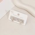 Three-piece stainless steel earring set with silver maple leaf studs and a round zircon - Silver Maple Leaf