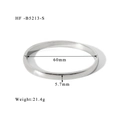 Polished silver stainless steel cuff bracelet with 60mm diameter and 5.7mm width details - 5.7mm / Silver