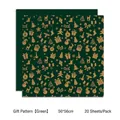 Weihnachts-Geschenkpapier in Grün mit goldenen Rentier- und Baummotiven - 56x56cm (20 Stück/Packung) / Geschenk Grün