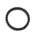Vista detallada del anillo de metal trenzado negro con diseño de textura espiral - Trenza Retorcida (KLJ5059-Z) / 13mm / Negro