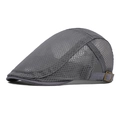 Gorra de malla gris oscuro transpirable con hebilla de metal ajustable para verano - Ajustable / Gris