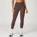 Dunkelbraune High-Waist Yoga-Leggings mit Bauchkontrolle und engem Schnitt - S / Dunkles Schokoladenbraun