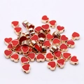 8mm doppelseitige Herzanhänger mit roter Emaille und Goldfinish für DIY Schmuckherstellung - Herzform Rot