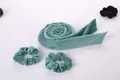 Green velvet heatless hair curler set with matching scrunchies for wave styling - Green Large Scrunchies Set