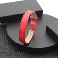 Vibrant red leather 10mm DIY strap with silver buckle and fine stitching detail - 10MM Faux Leather Wristband-Red (Round Buckle)