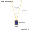 Collana vintage in titanio placcato oro 18K con ciondolo quadrato in lapislazzuli - P2017-Collana di Lapislazzuli / Oro