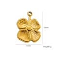 14K gold-plated stainless steel four-leaf clover pendant charm with dimensions and weight - 24 Four-Leaf Clover
