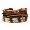 Handgefertigtes mehrlagiges Lederarmband für Herren mit geflochtenen Retro-Kordeln - 3-teiliges Set